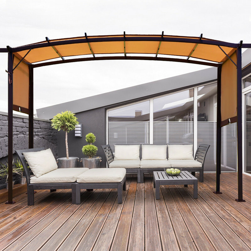 ANGELES HOME Pergola 9 Ft. W x 12 Ft. D Metal Pop-Up Canopy | Wayfair